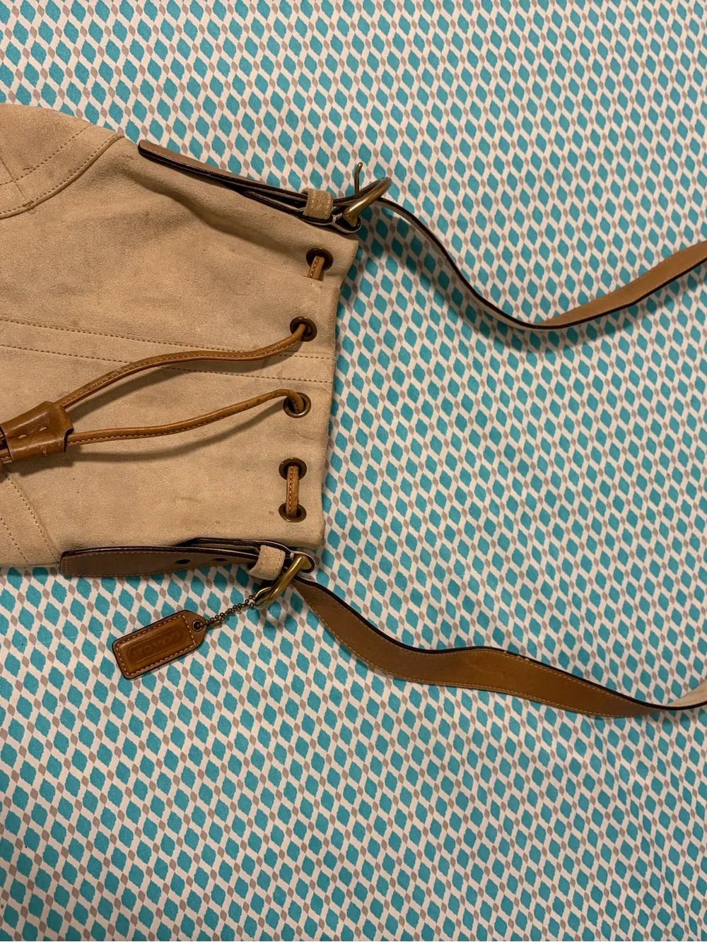 Vintage Coach Suede Drawstring Crossbody